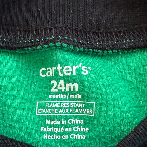 Green and Black Polar Bear Kids Wibter Fleece 24 month pajamas - Picture 2 of 4